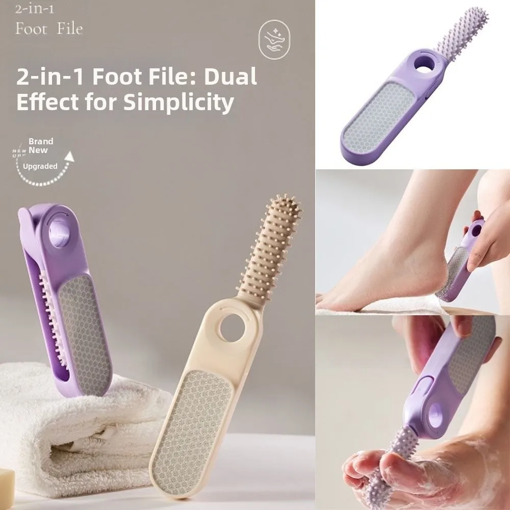 

New Purple Color Foot File with Cleaning Brush Deep Clean 2 In 1 Foot File Portable Foot Callus Remover Dead Skin Pedicure Tools