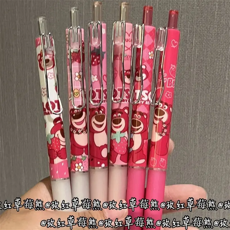 Strawberry Bear 0.5 Gel Pen Black Carbon Pen Pink Bear Top Black Pen Box Cute Back-to-School Gift School Supplies view 3
