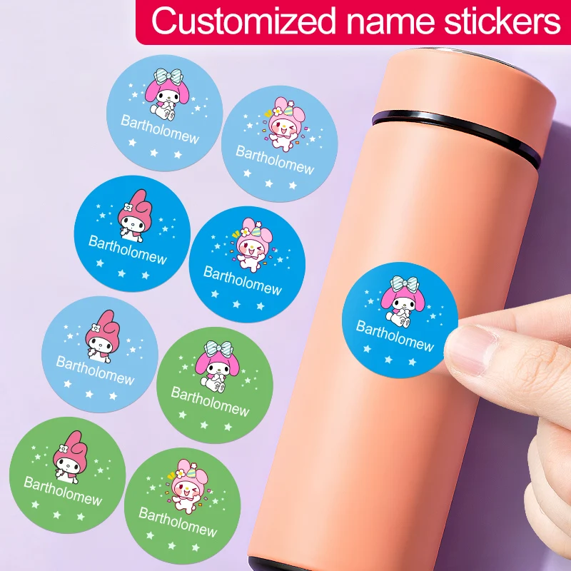 ملصقات اسم مخصصة My Melody المقاومة للماء - ملصقات كرتونية لطيفة نابضة بالحياة لألواح التزلج والخوذات وشارات الهوية وبطاقات المحفظة #1