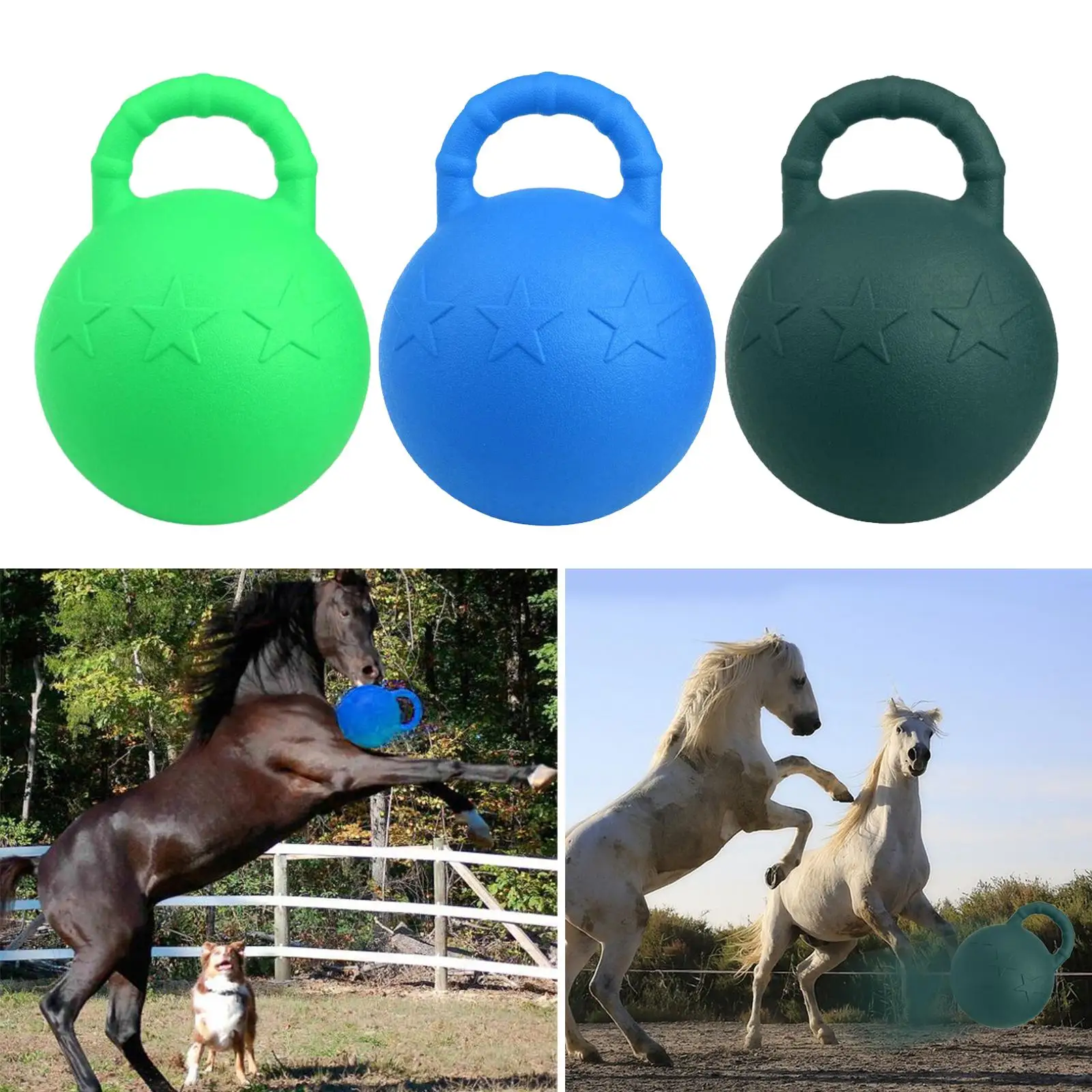 Equine Chew Ball Anti-burst Horse Bouncy Soccer Ball Herding with Handle