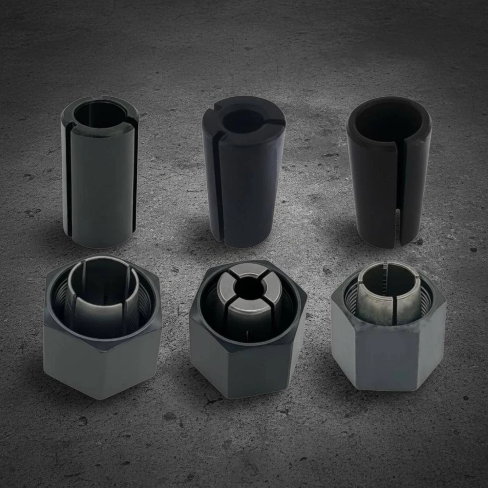 6 Pieces Collet Nut Set Stable Grip Slotted Collet Threaded Hex Nut Long-Lasting Clamping Hardware Precision Ground