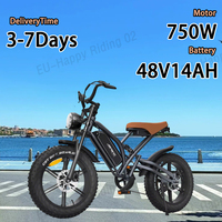 E-Bike 750W Brushless  Motor 48V14AH Lithium Battery Full Suspension Electric Bicycle 20-Inch Fat Tire All Terrain Electric Bike