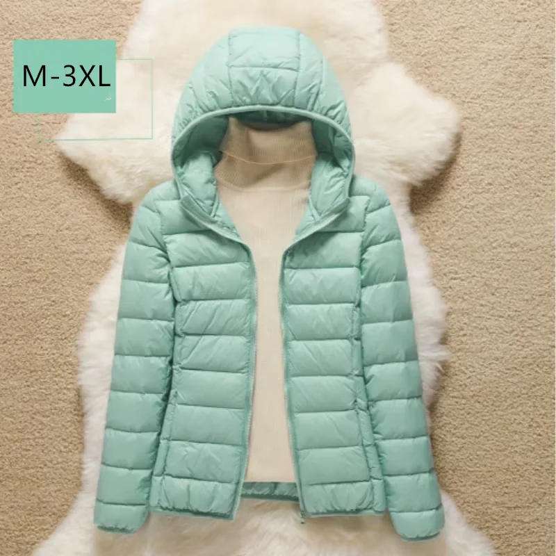 2025 new arrivals women hooded lightweight down jacket autumn winter korean slim fit female Short White Duck Down coat
