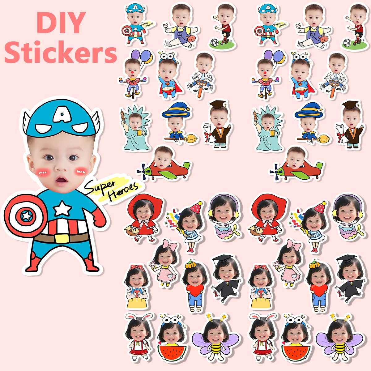 

Personalized photo Stickers label -Custom Children's Name Stickers for Water Bottles, Cups,school Stationery good Waterproof ZP1