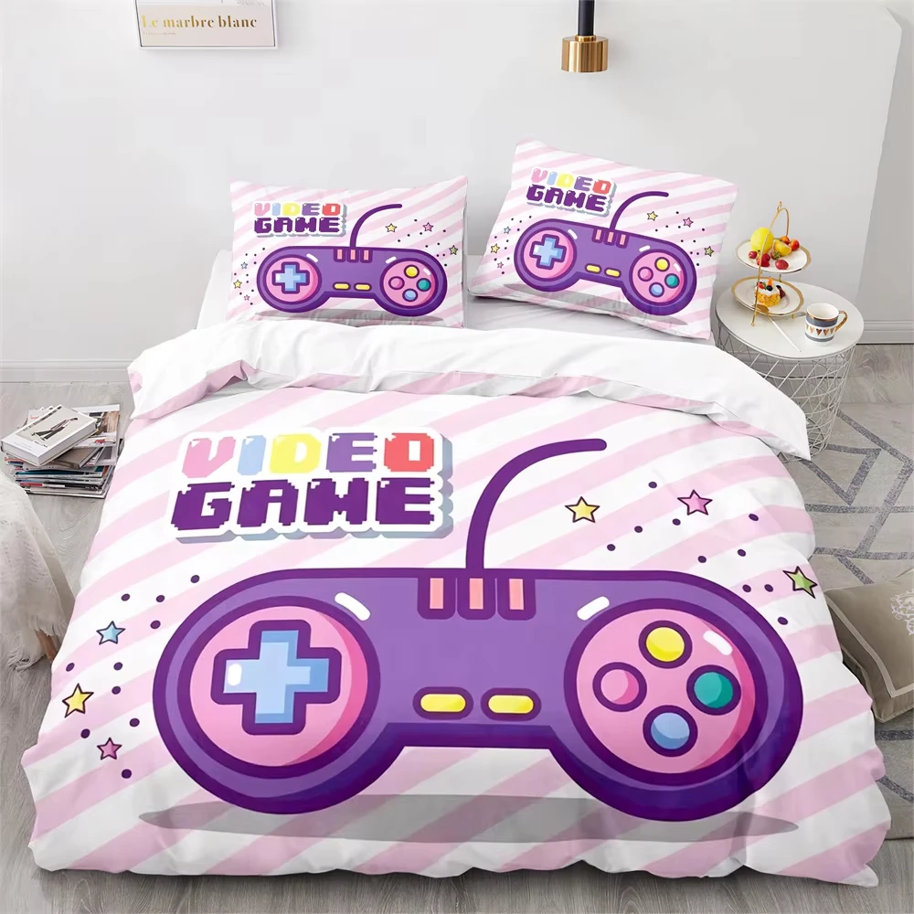 Teens Gamepad Duvet Cover Modern Gamer Comforter Cover Twin Full Queen Size for Boys Children Video Game Controller Bedding Set