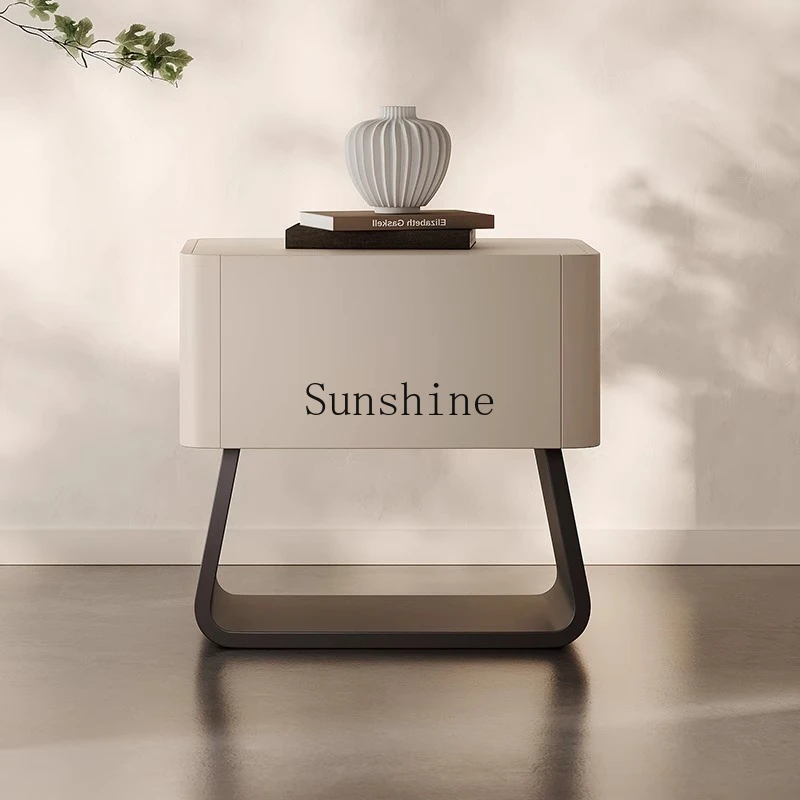 

Italian solid wood creative bedside table cream minimalist modern bedroom multi-functional locker