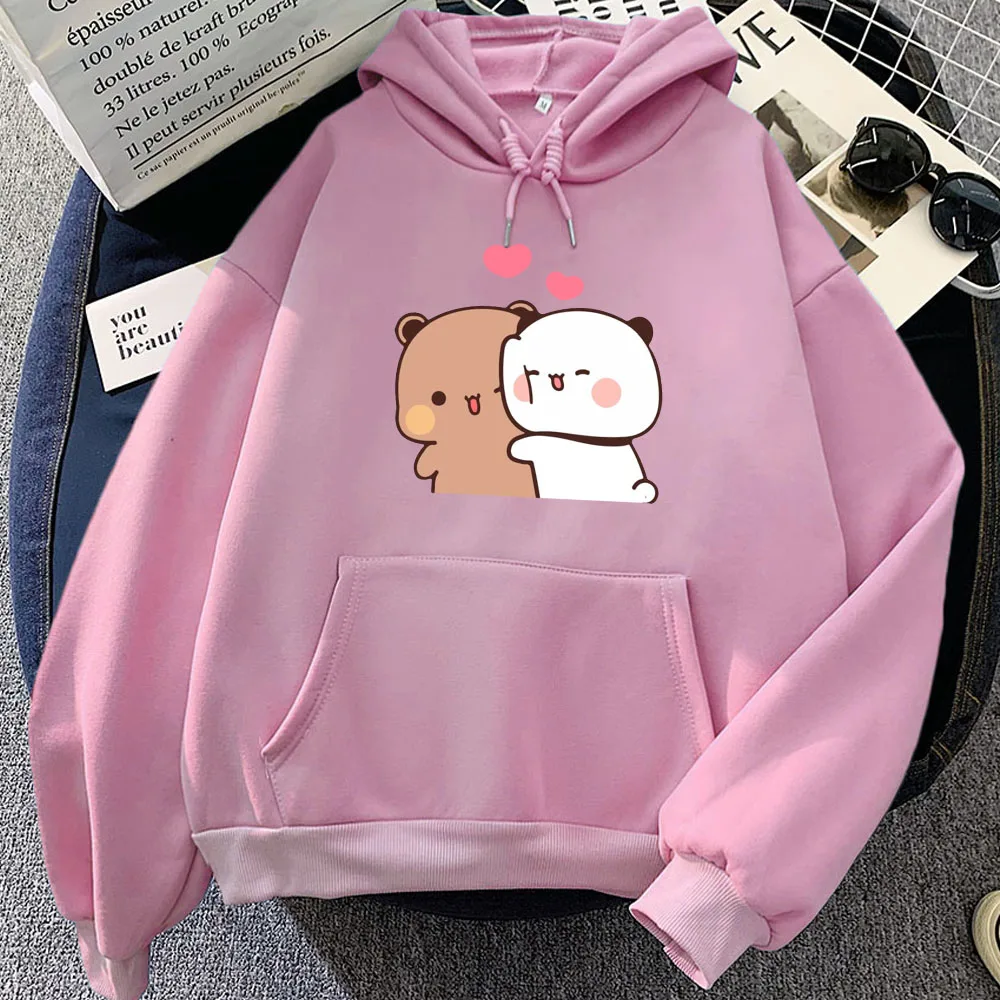 Panda Beruang Bubu Dudu hoodie kasual wanita/pria Kawaii grafis kaus lengan panjang musim dingin hangat hoodie pullover Sudadera anak perempuan