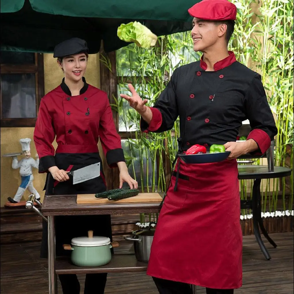 Chef Jacket Kitchen Long Sleeve Chef Coat Restaurant Working Uniforms Unisex