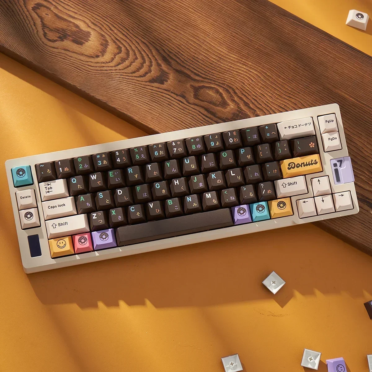 FOR Glove X Domikey Choco Donuts Theme Keycap 152key Full Set Cherry Profile PBT Dye-sublimation Key Cap for Mechanical Keyboard