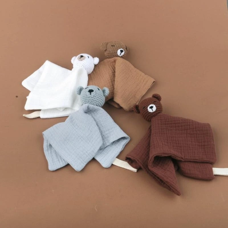 Baby Knited Bear Nursing BIB Security Ręcznik dla chłopców śliniący