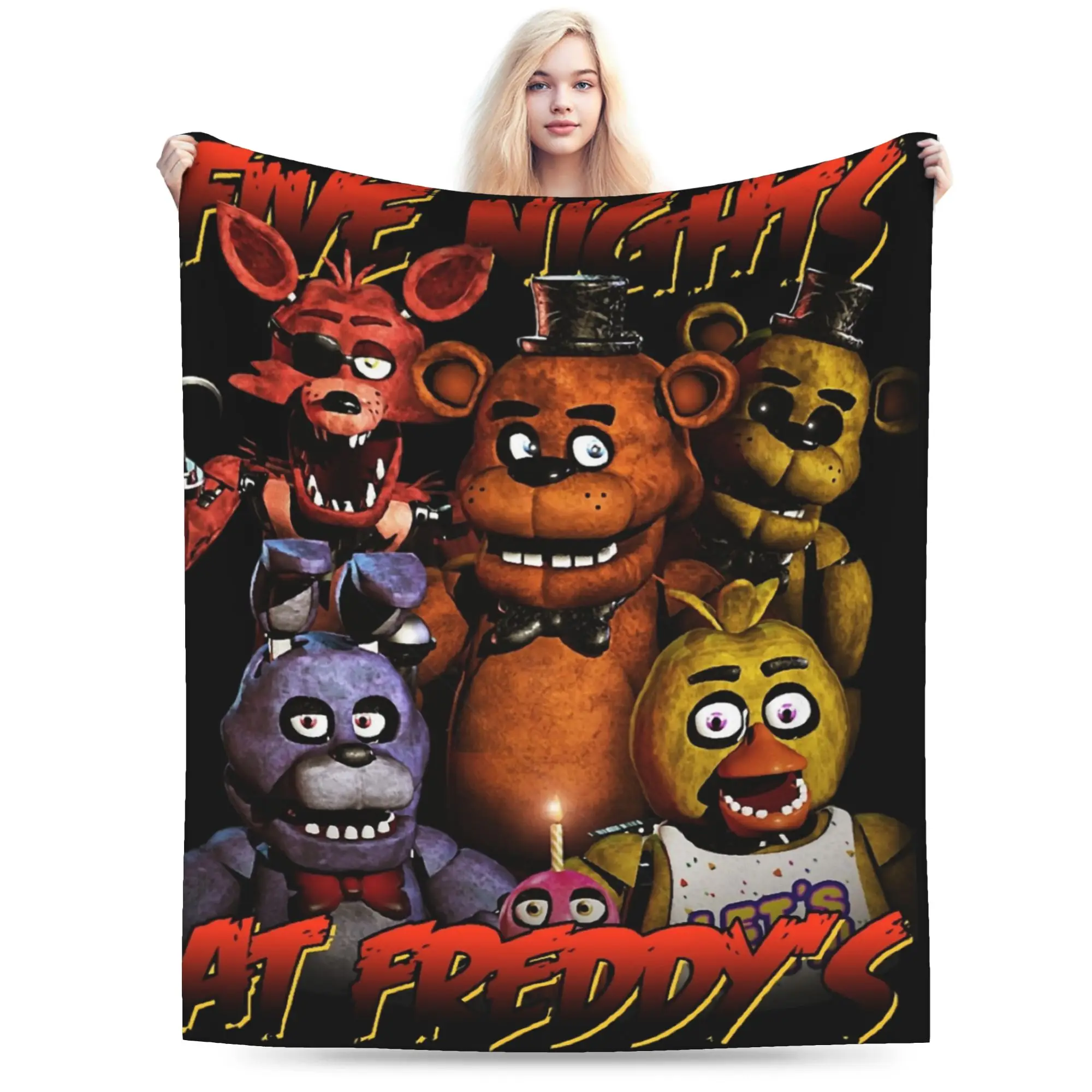 Super Warm Blanket Airplane Travel FNAF At Freddys Bedding Throws  Flannel Bedspread For Home Decor Graphic Sofa Bed Cover