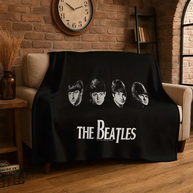 HD B-Beatles Rock Band Star Flannel Blanket Soft Warm Throw Blanket for Bedroom Living Room Bed Travel office Picnic Fest Gift
