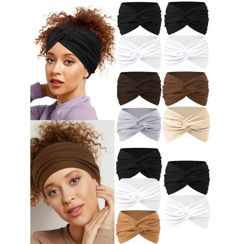 2 pieces Pilates Elastic Hair Bands Yoga Headband Running Cycling Sweatband Turban Makeup Hair Hoop Makeup Headwrap Women