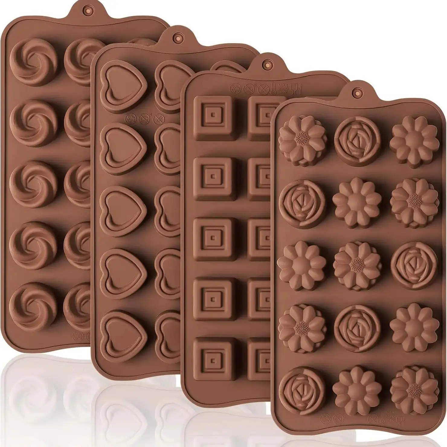 Moules à chocolat en silicone, moules à bonbons antiadhésifs pour la fabrication de chocolats aux morsures, bonbons, truffes, sucettes-gommes, gelée