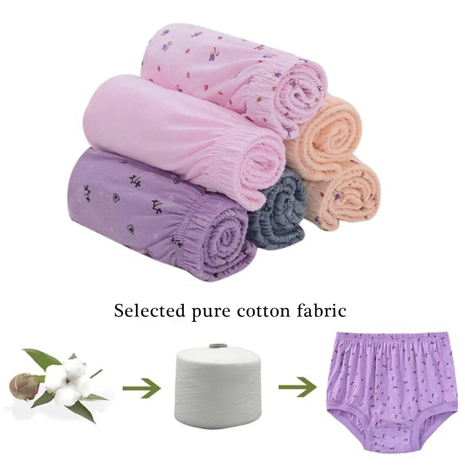 5 шт., женское нижнее белье для пожилых людей, трусы из 100% хлопка для средних пожилых женщин, трусики больших размеров, трусики с полным покрытием