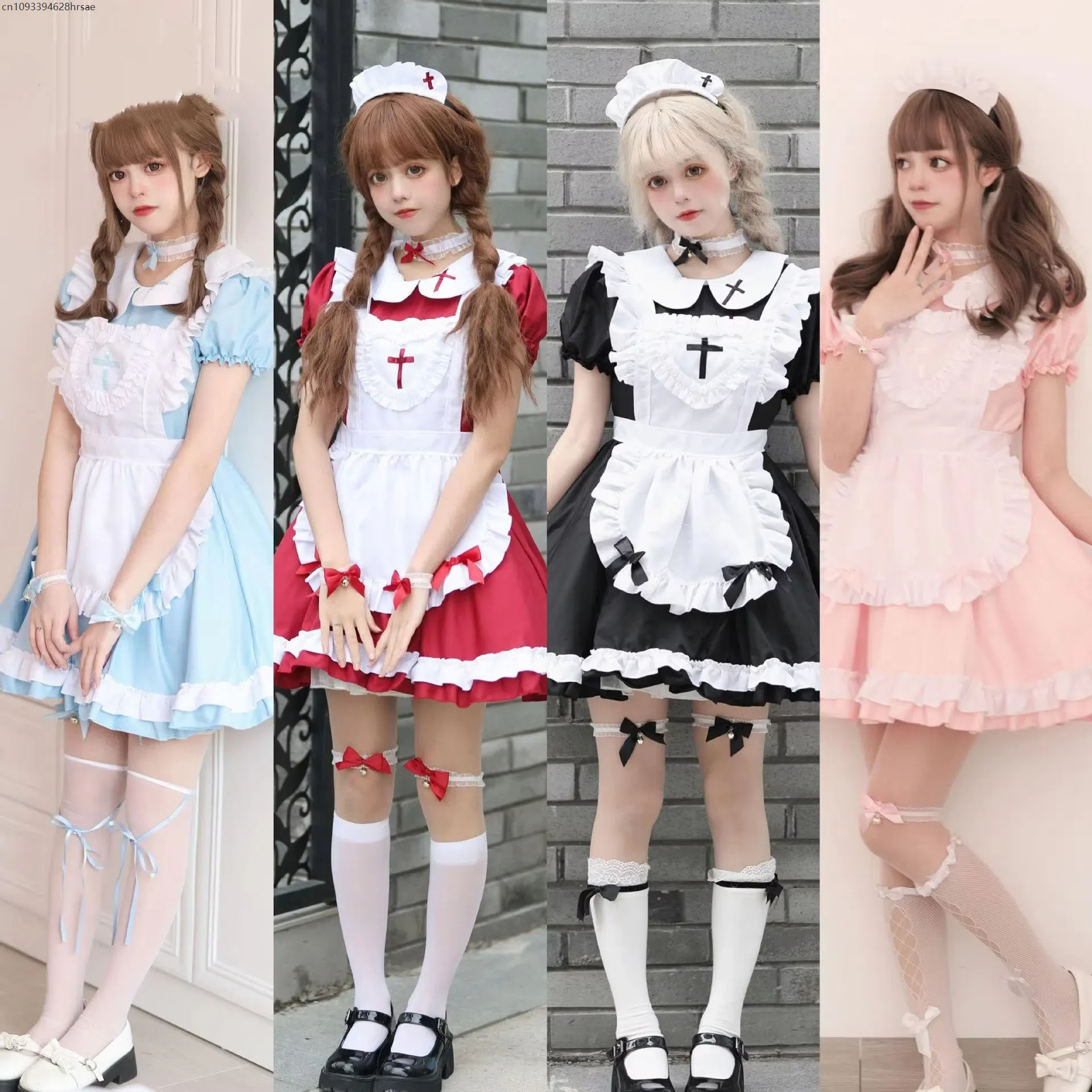 ゴシックロリータメイドドレスレトロコスプレ衣装中世メイド服サーヴァントドレスカフェメイドヨーロッパ服