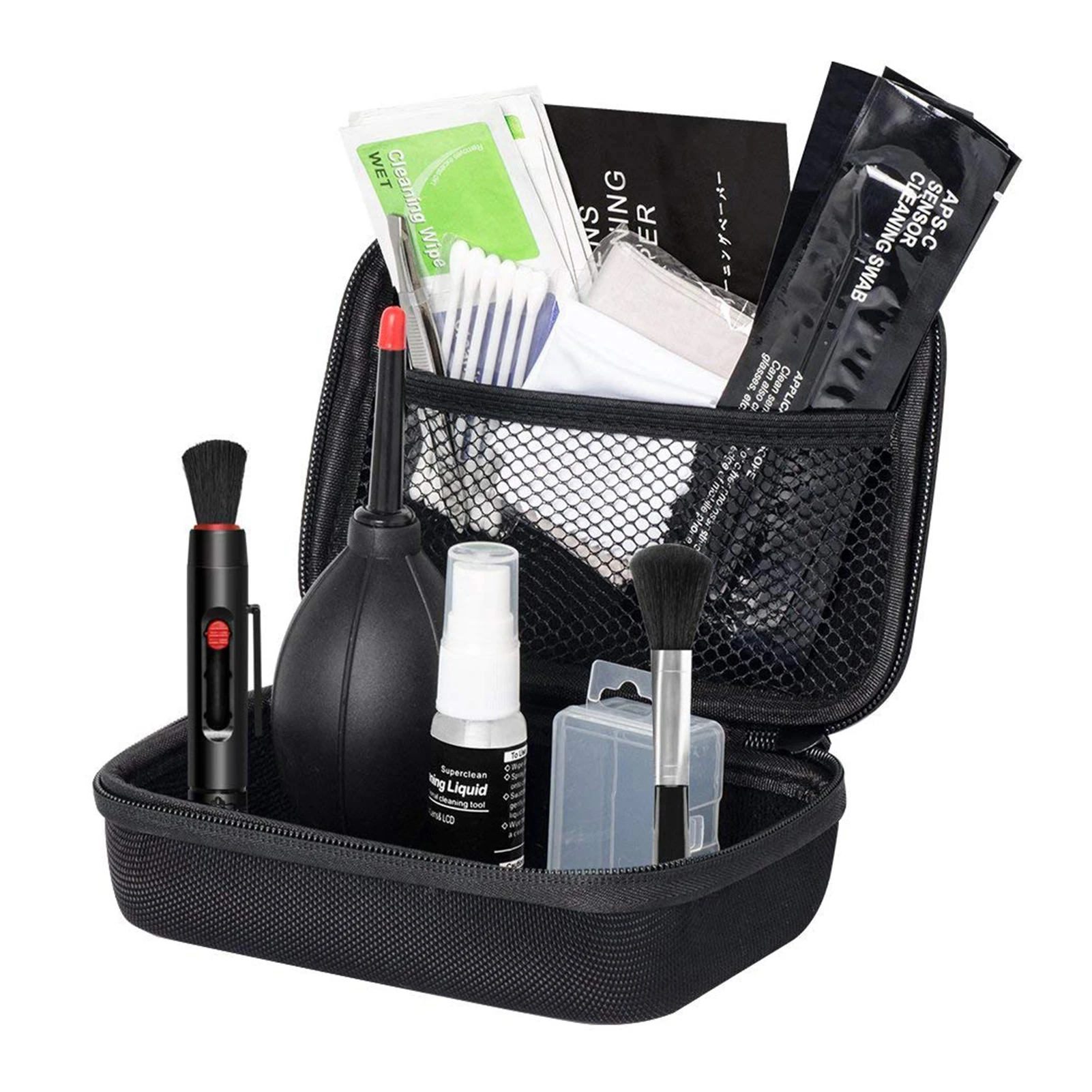 Kit Profissional de Limpeza de Câmeras: Kit de Limpeza de Sensor com Soprador de Ar, Cotonetes de Limpeza, Caneta de Limpeza e Pano de Limpeza para a Maioria das Câmeras