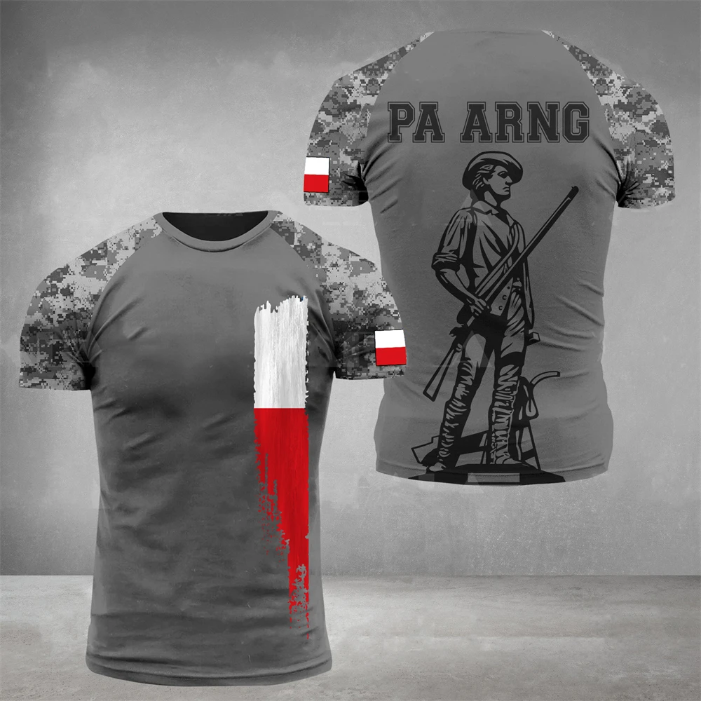 Men\'s T-Shirt Summer Short Sleeve 3D Printed Poland Soldier Veteran Harajuku Loose Top T-Shirt Men\'s Oversized Clothing 6XL