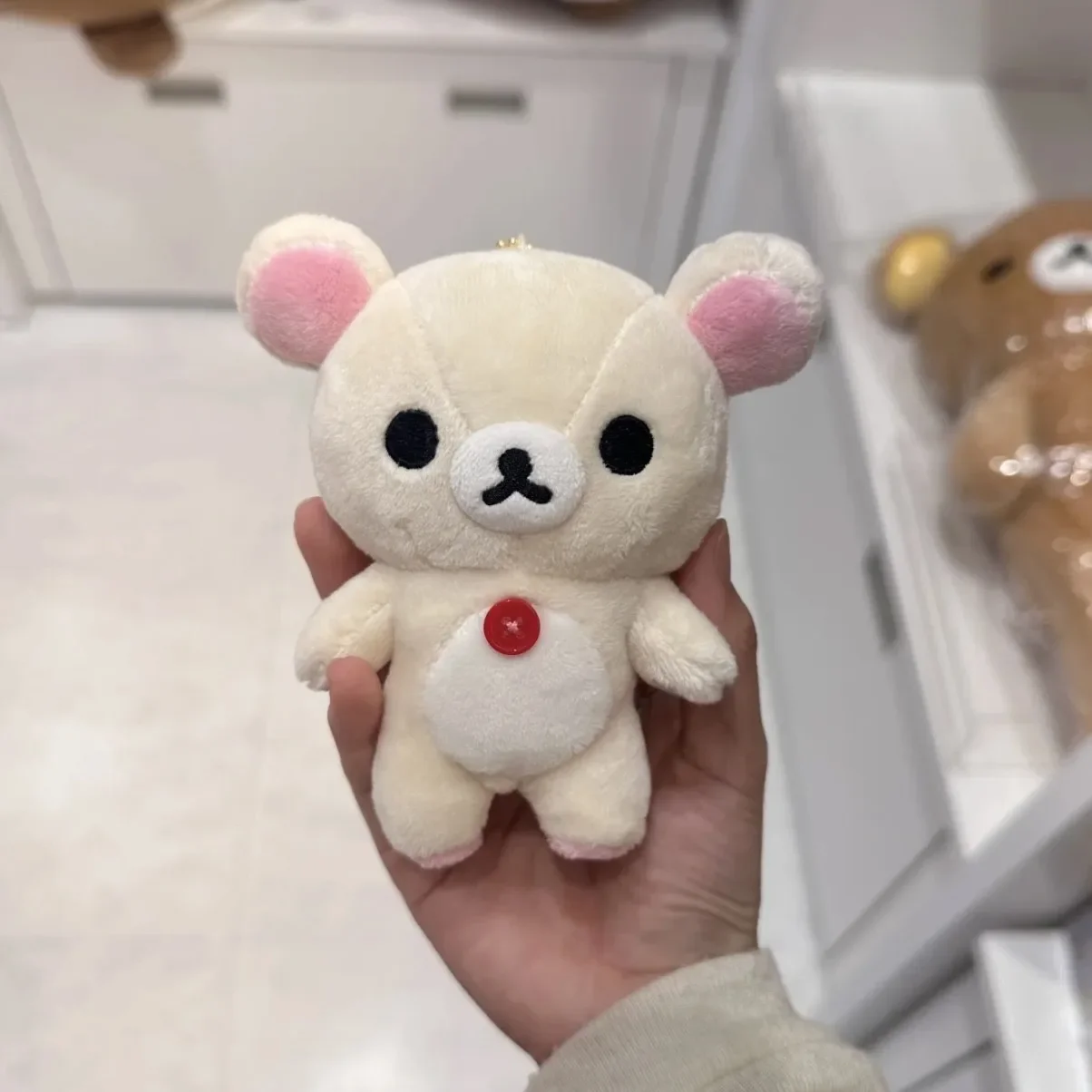 12 centimetri Kawaii Rilakkuma Korilakkuma Peluche Portachiavi Kawaii Marrone Orso Bianco Farcito Borsa Fascino Carino Regali Di Compleanno Ragazza
