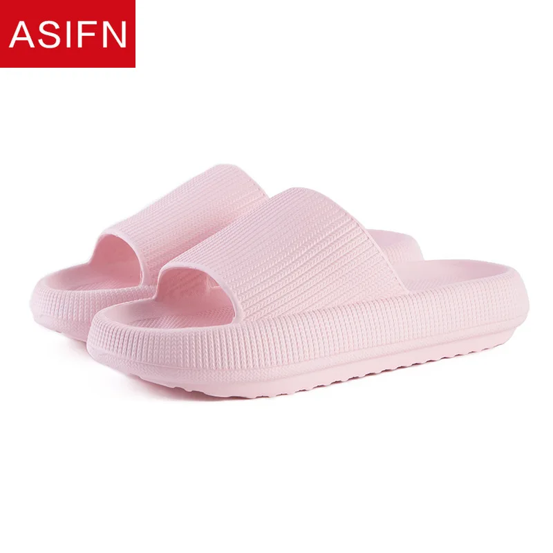 ASIFN Women Thick Platform Slippers Summer Eva Soft 4CM Heel Slide Sandals Men Ladies Indoor Bathroom Anti-slip Shoes 2022 new