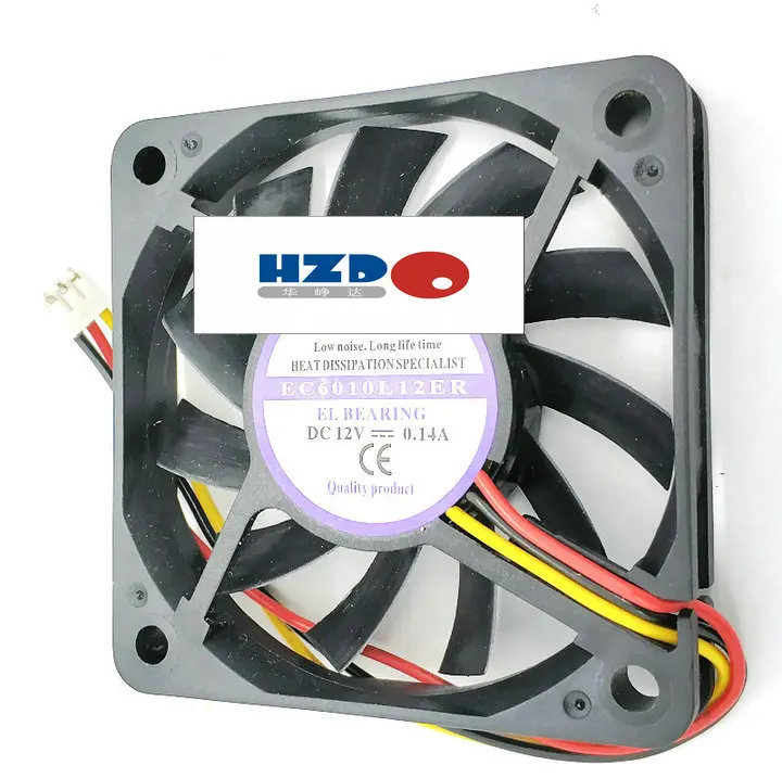 HZDO EC6010L12ER 12V 0.14A 60*60*10mm Cooling Fan 3LINE