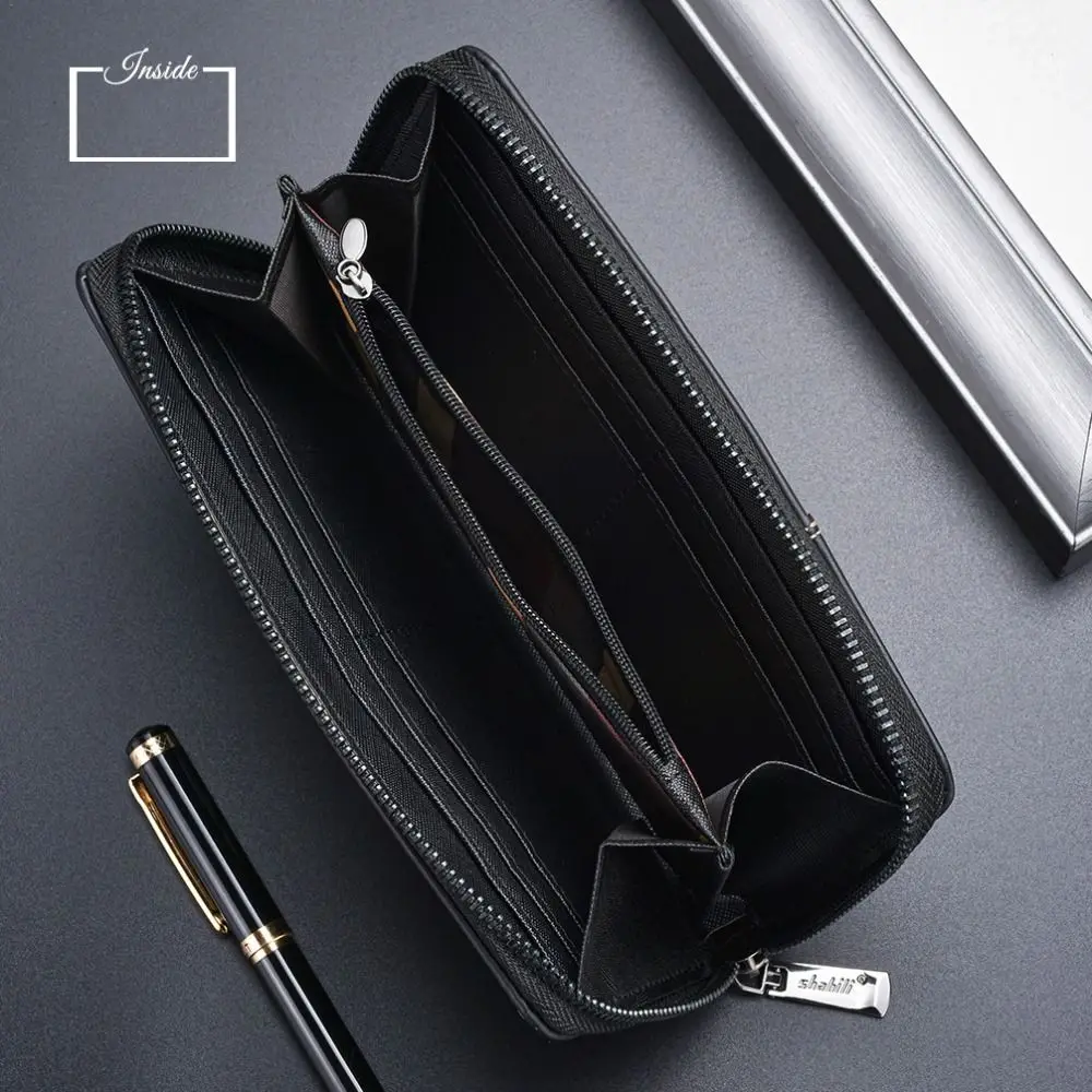 

Minimalist PU Leather Men's Wallet Long Style Black Coffee Multiple Pockets High Capacity Retro Coin Purse Men Women