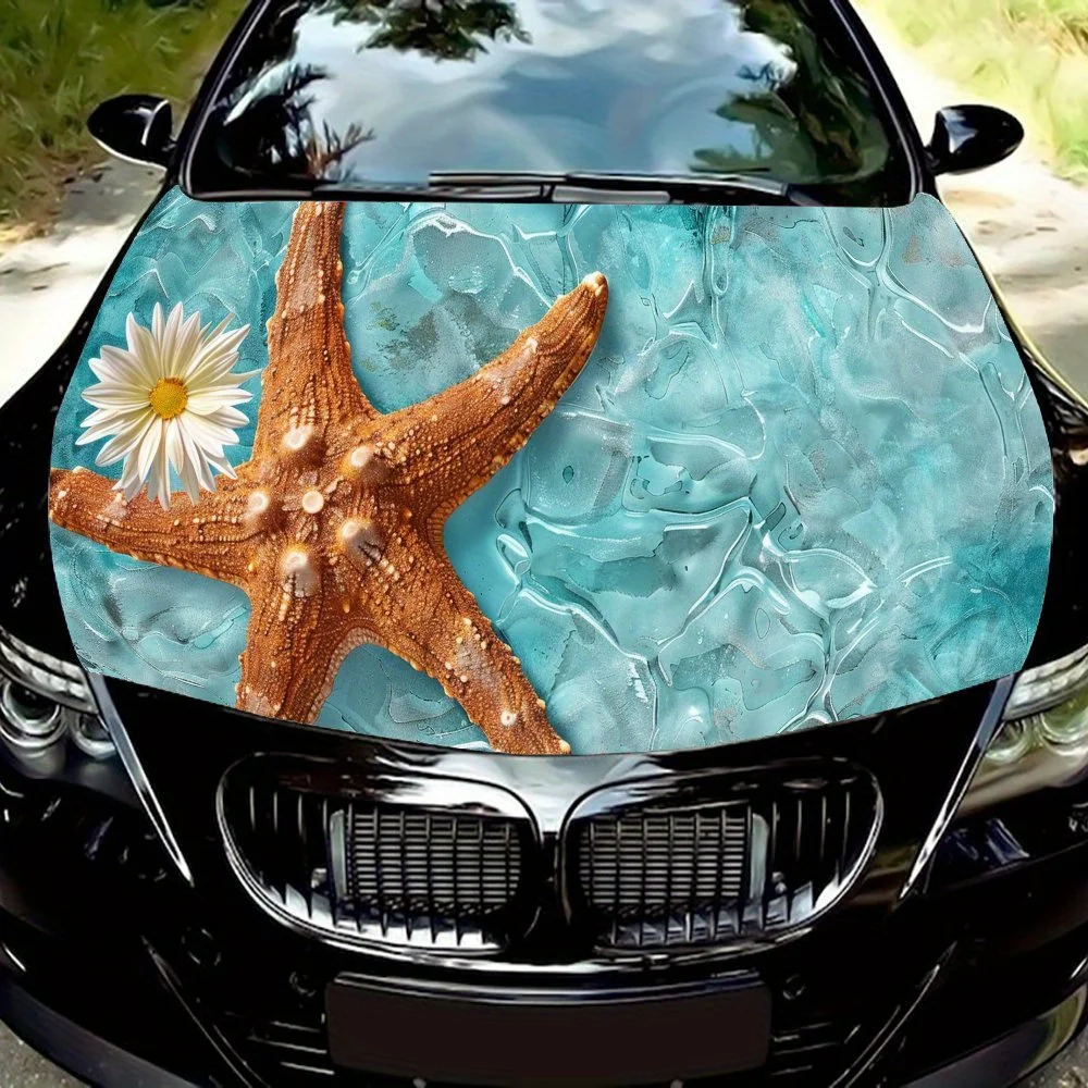 

Fresh Starfish Daisy Car Hood Wrap Color Vinyl Sticker Truck Graphic Bonnet Auto Accessories Decoration Decal Gift