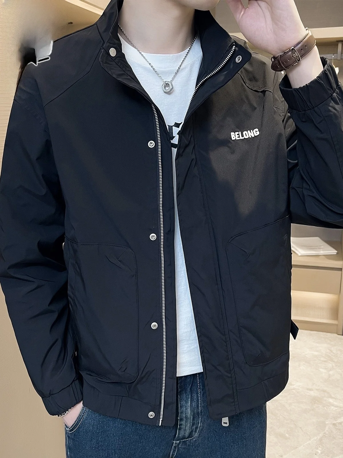 

Men's ort Casual Jaet Loose Fit Zipper Closure Workwear Sle Autumn New Arrival Faionable Polyester Fiber