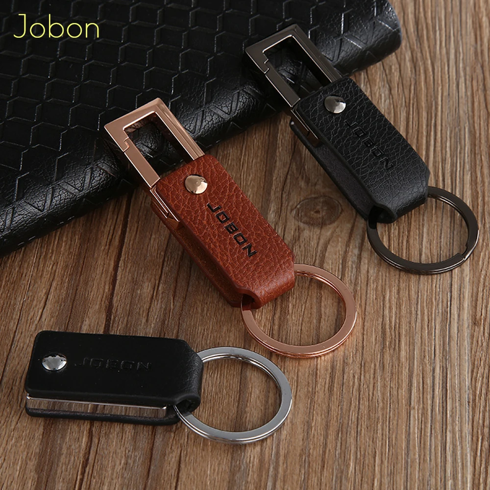 Jobon Classic Key Chain Luxury Women Men Leather Keychains For Car Key Ring Holder Bag Pendant Best Gift Jewelry Key Collapsible