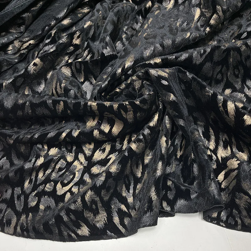 حار ختم الفضة مسحوق القطيفة سترتش لبيثون ليوبارد طباعة Diy بها بنفسك القماش فستان الملابس بالمتر مواد الخياطة #2