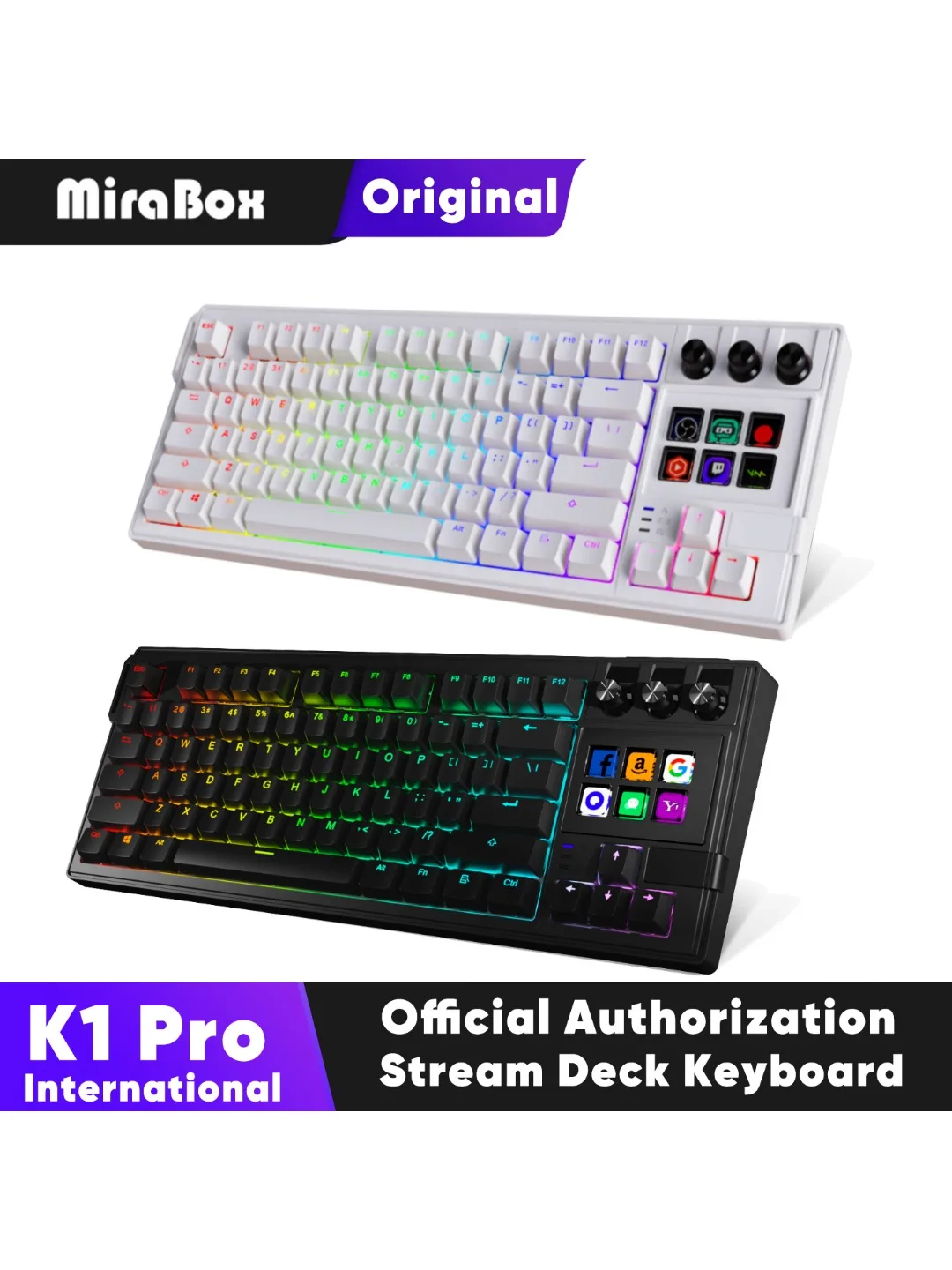 MiraBox K1 Pro AI Stream Deck Gaming Mechanisch Toetsenbord Visuele Console Streamdeck macropad RGB Hotswap Bedraad Gamer Toetsenbord - afbeelding 2