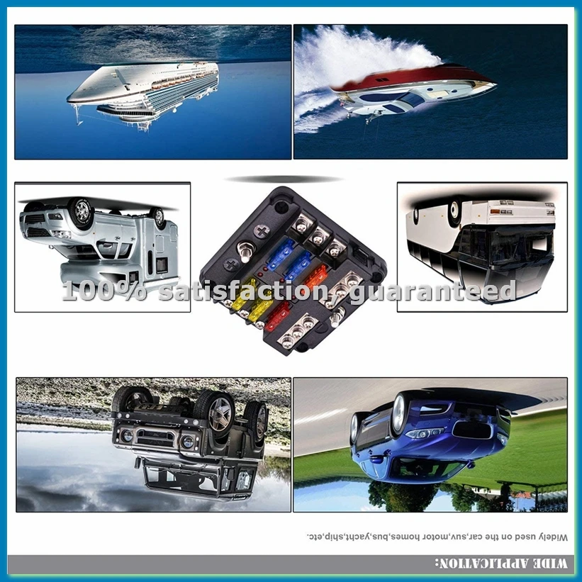 

Блок предохранителей с отрицательной шиной, 6-позиционный держатель ножевых предохранителей с LED-индикатором для 12В лодок, автомобилей, грузовиков, морского транспорта - ELEC