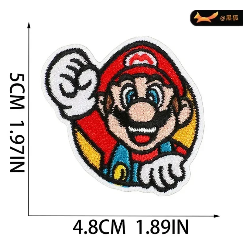 Carimbo do bordado do Super Mario Bros dos desenhos animados, remendo do pano, bordado do computador, decoração da roupa