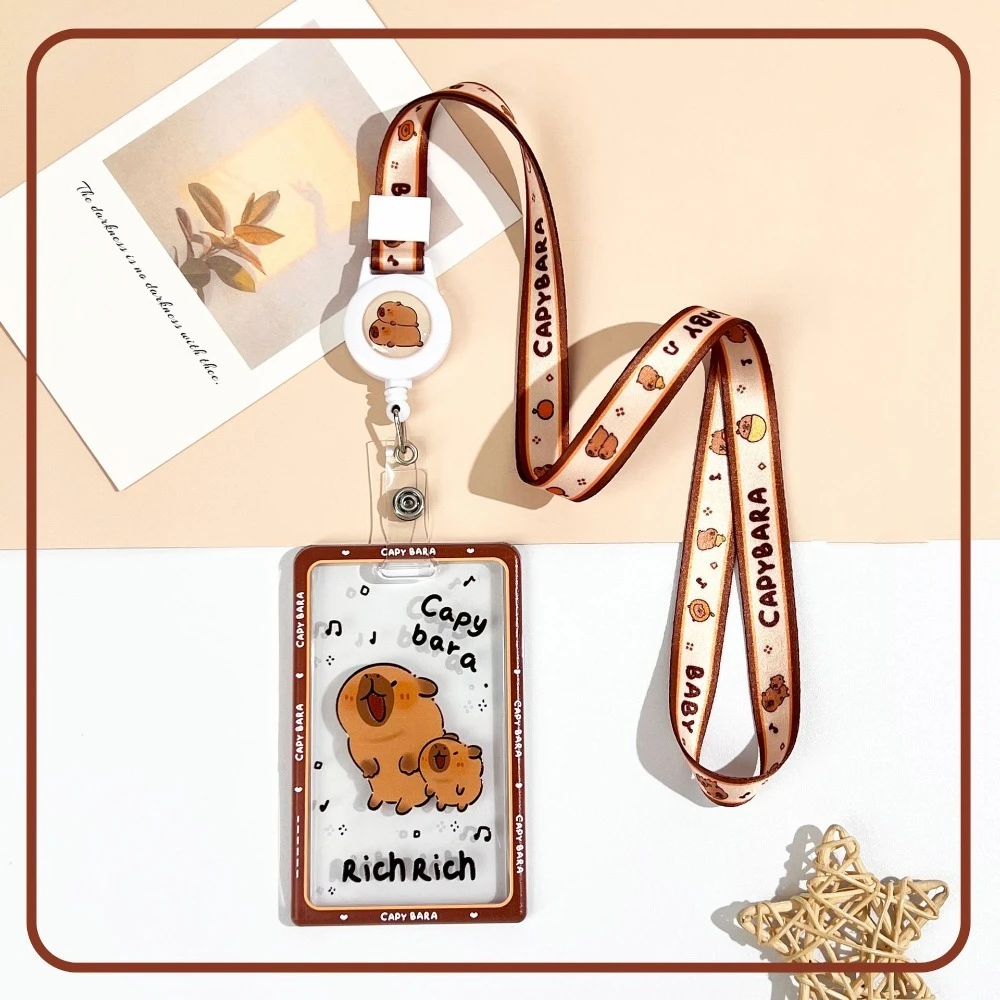 

Fashion Cartoon Capybara Photocard Holder with Lanyard Transparent Idol Card Collect Organizer Keychain Card Cover Photo Storage
