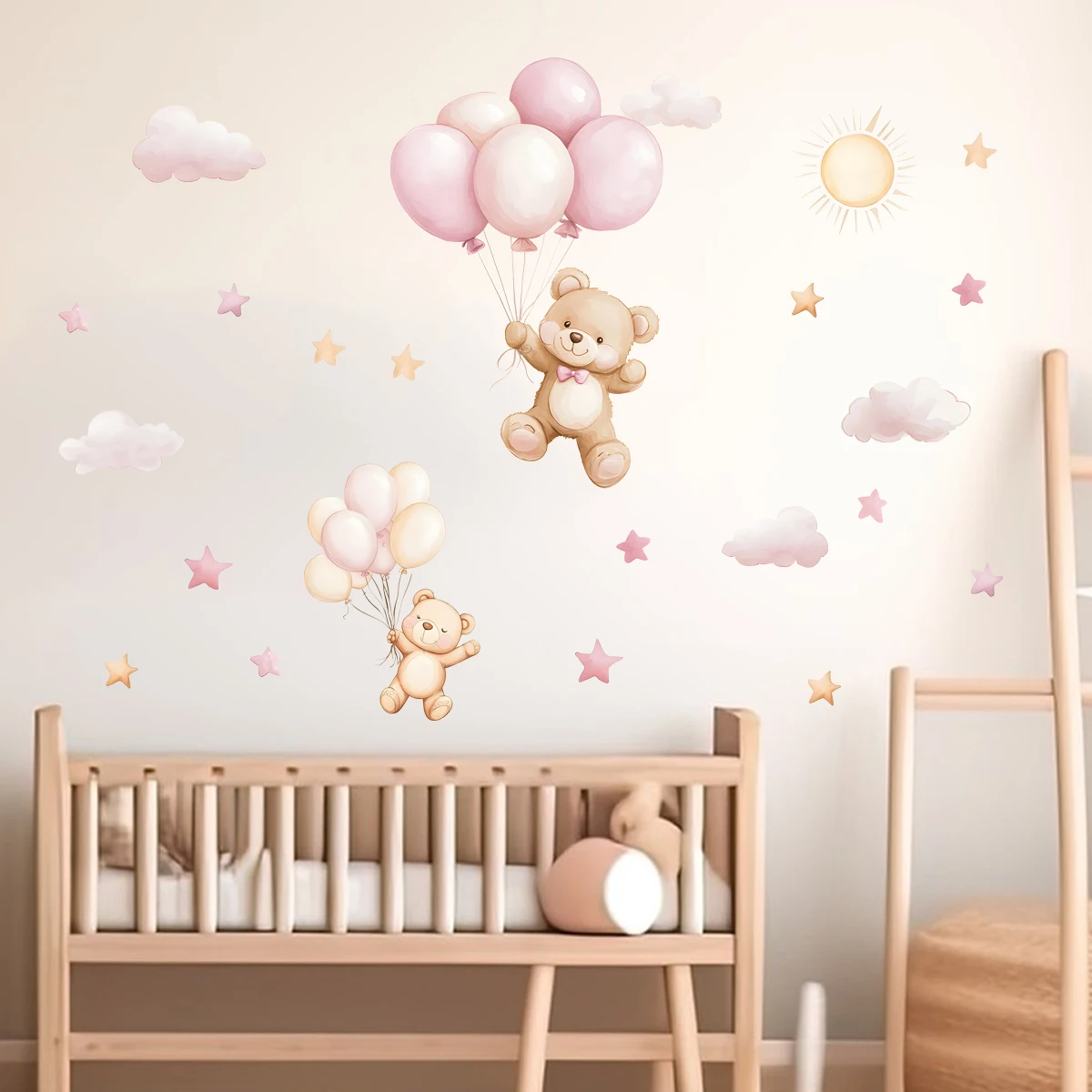 1PC Little Bear Cloud Star Balloon Pattern Stickers Room Bedroom Home Wall Beautification Decoration Stickers - view 6