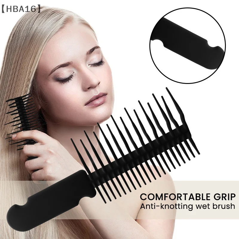 ใหม่ฟันกว้าง Anti-knotting แปรงเปียกไม่ทําลายแปรงผมสีดําฟางข้าวสาลี V-splint Straightening Comb Hair Care