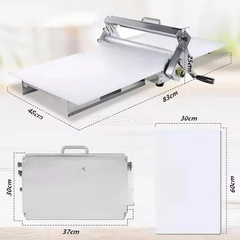 Manual Hand Crank Dough Sheeter Tabletop Pastry Press Machine for Pizza Croissant Dough Folding & Sheeting