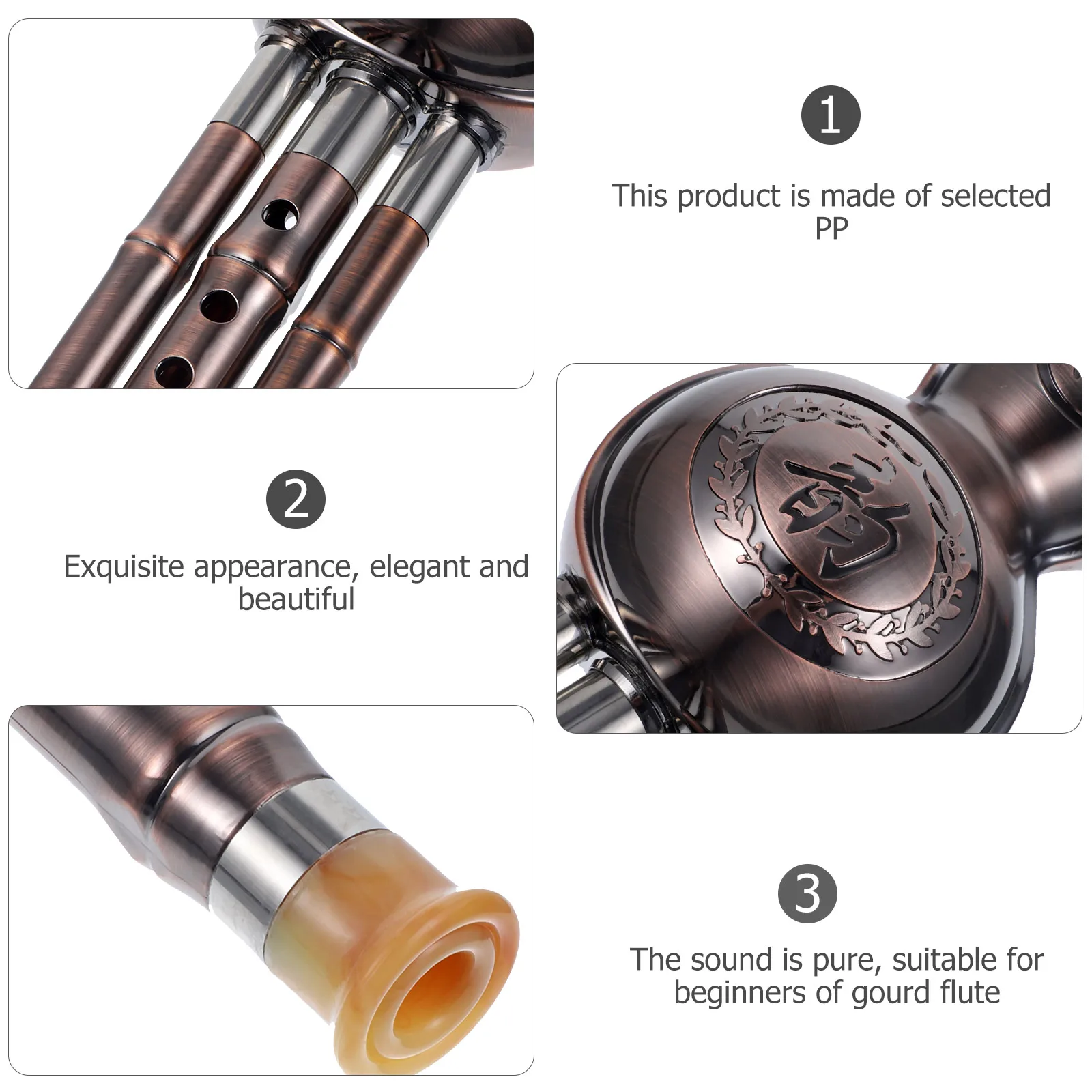 

Chinese Traditional Instrument Porcelain Gourd Flute Durable Pp Material For Beginners Classical Cucurbit Flute Practice Gift