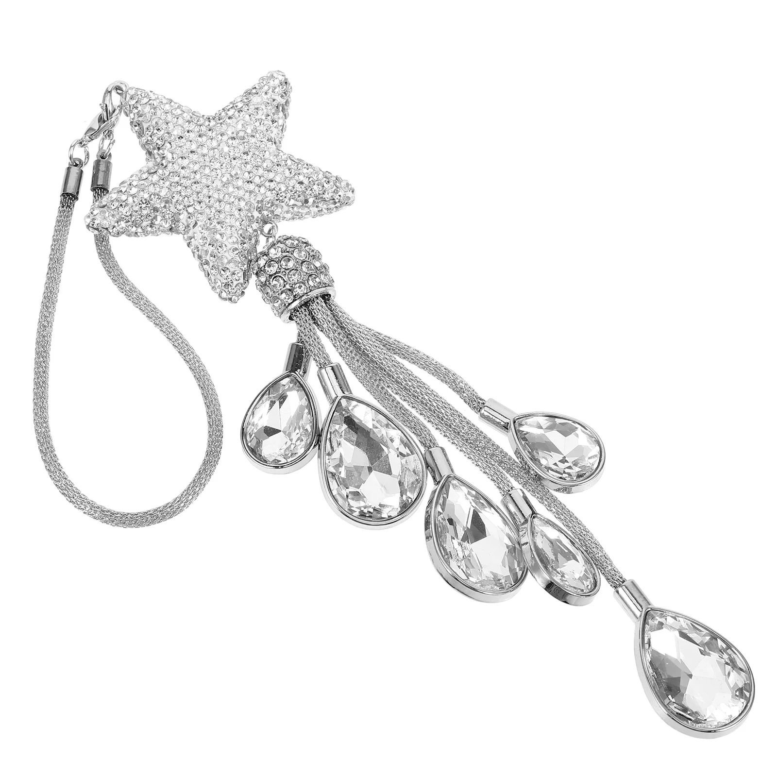 Star Shaped Car Hanging Accessories Rhinestone Bling Rearview Mirror Charm Luxury Car Interior Decoration Rearview Mirror Charms