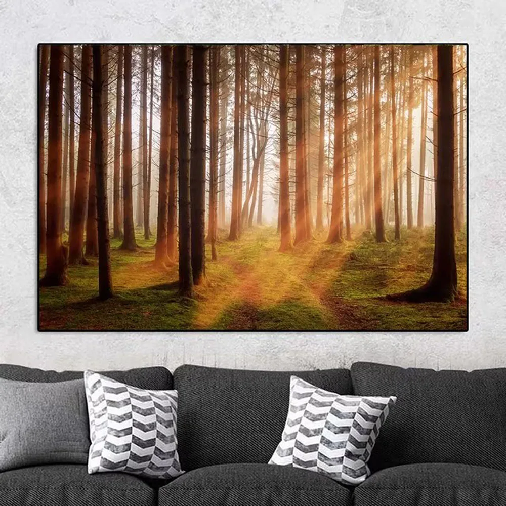 Sunshine Diy Diamond Painting Path in the Green Forest Picture Wall Art Full Drill Mosaic Embroidery Landscape for Home Decor