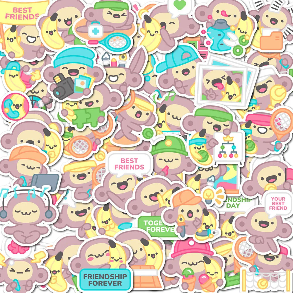 Cute Cartoon Monkey Stickers Waterproof Vinyl Decals For Laptop Water Bottle Phone Case DIY Decor