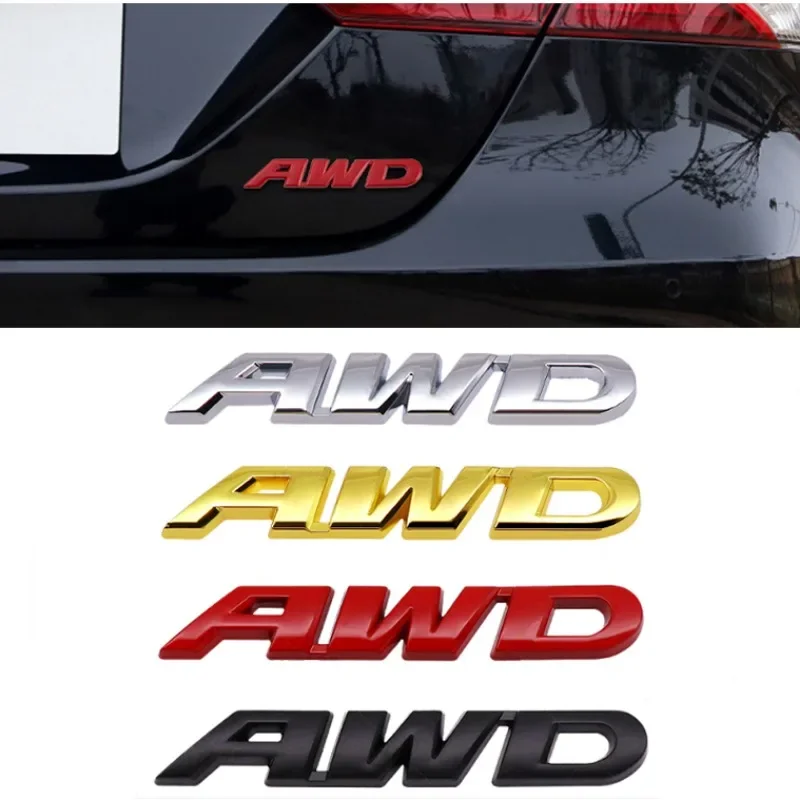 3D Metal Car Letters AWD Logo Emblem Sticker Fender Trunk Badge Accessories For Honda Civic CRV Subaru Mazda Toyota RAV4 Kia