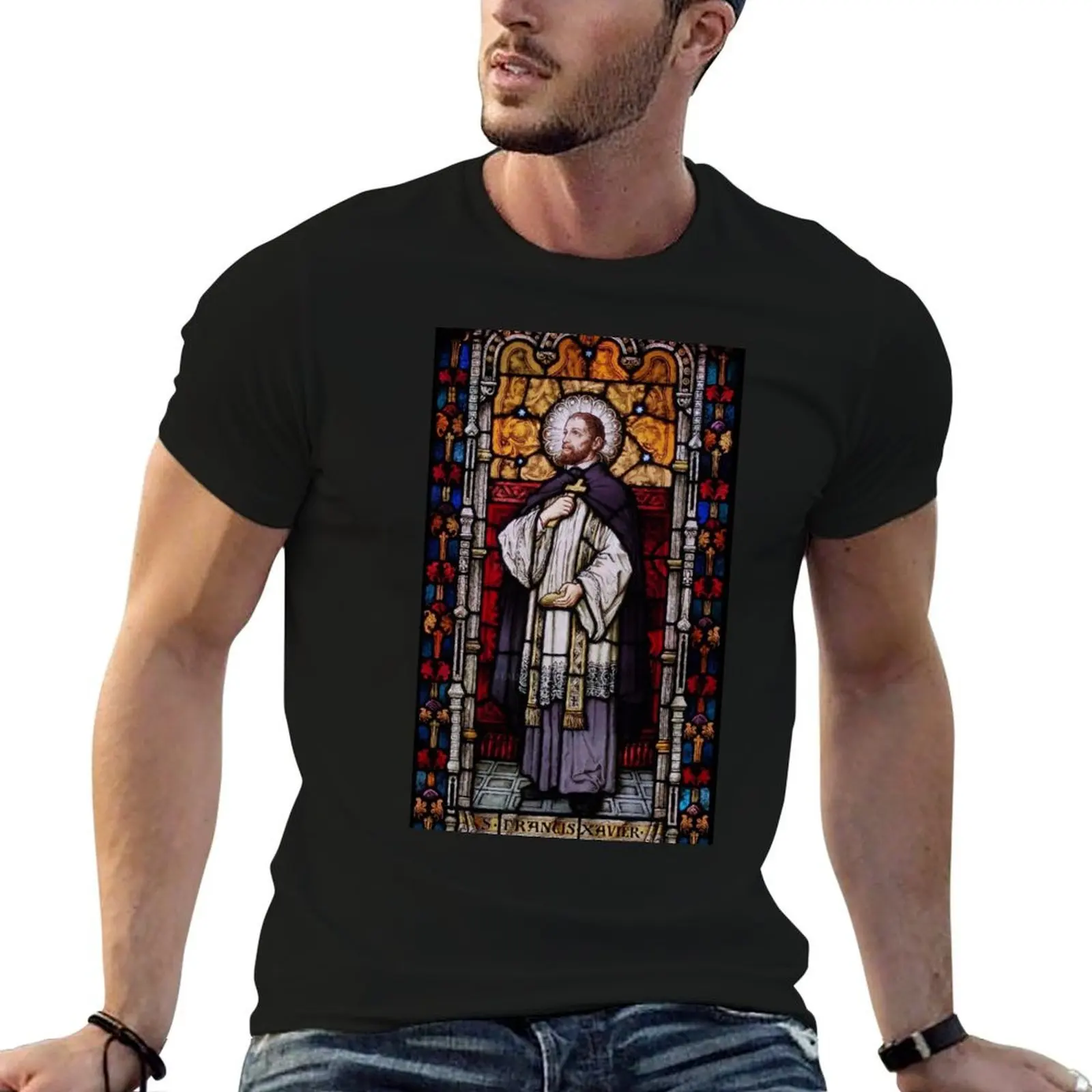 Catholic Saint Francis Xavier T-Shirt sports fans shirts graphic tee plain black t shirts men