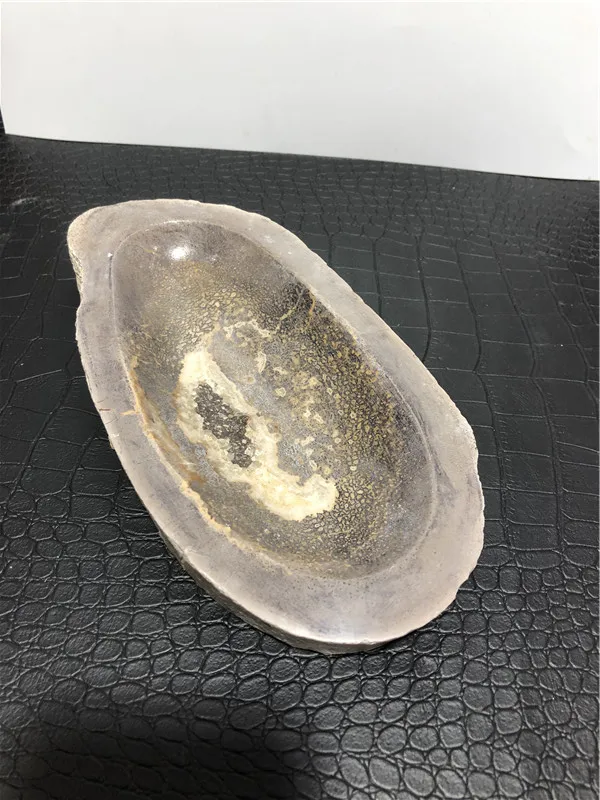 790g Natural Dinosaur bone bowl quartz crystal ashtray