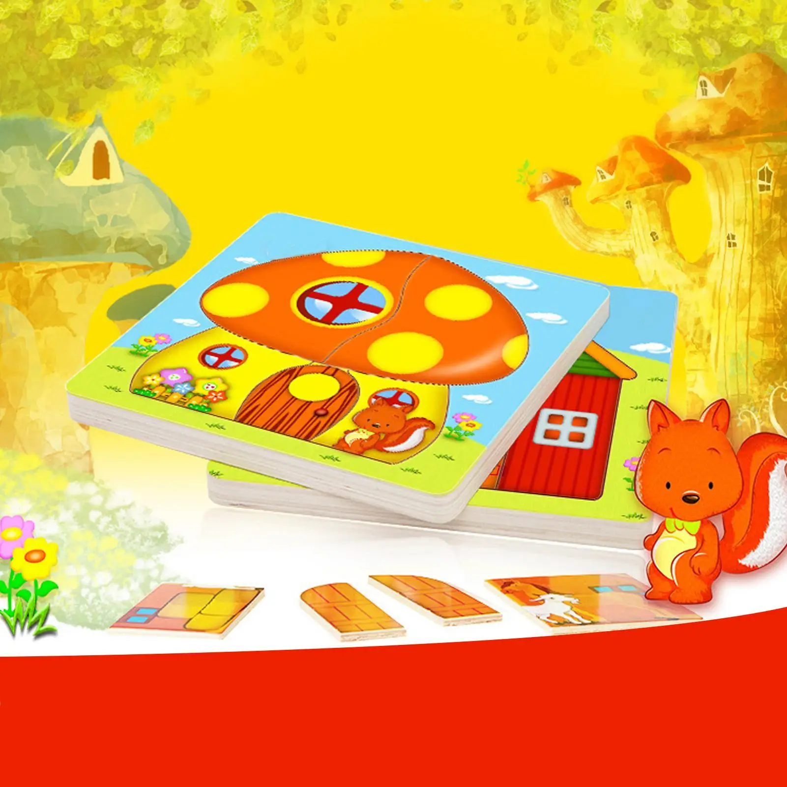 子供向けパズル 木製多層学習玩具 就学前の建物ジグソーパズル 子供用 女の子 ホームトラベル ホームスクール
