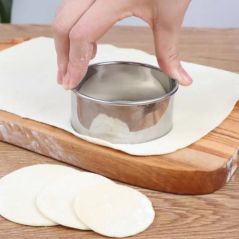 Stainless Steel Dumpling Maker Kit – 3 Size Round Jiaozi Wrapper Cutters & Press Molds For Home Baking Cookies