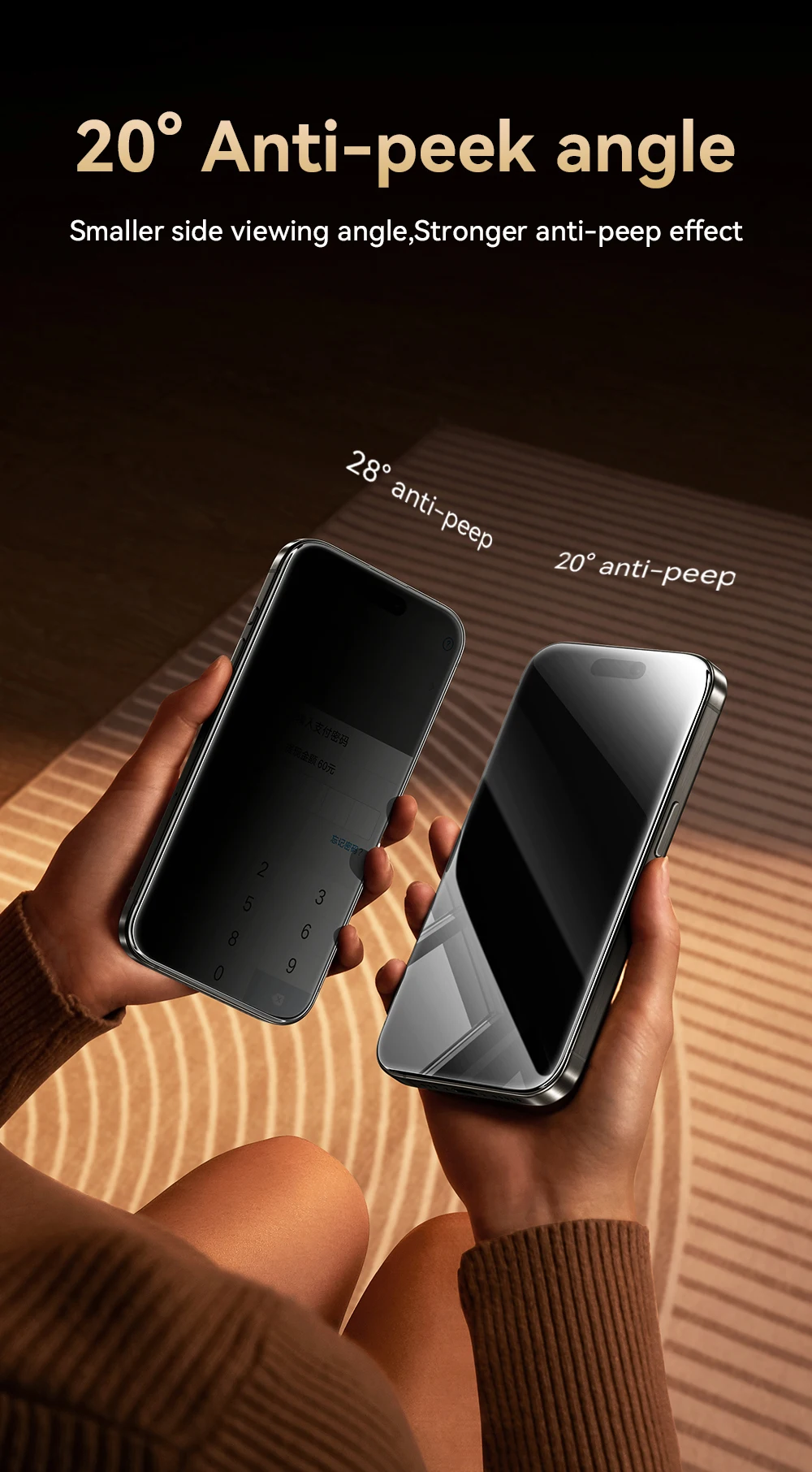 Joyroom 1/2 Stück Anti-Spionage-Glas für iPhone 18 Pro Max, Glas für iPhone 18 17 16Pro Max, Sichtschutzfolie, Anti-Spionage-Glas – Detail 5