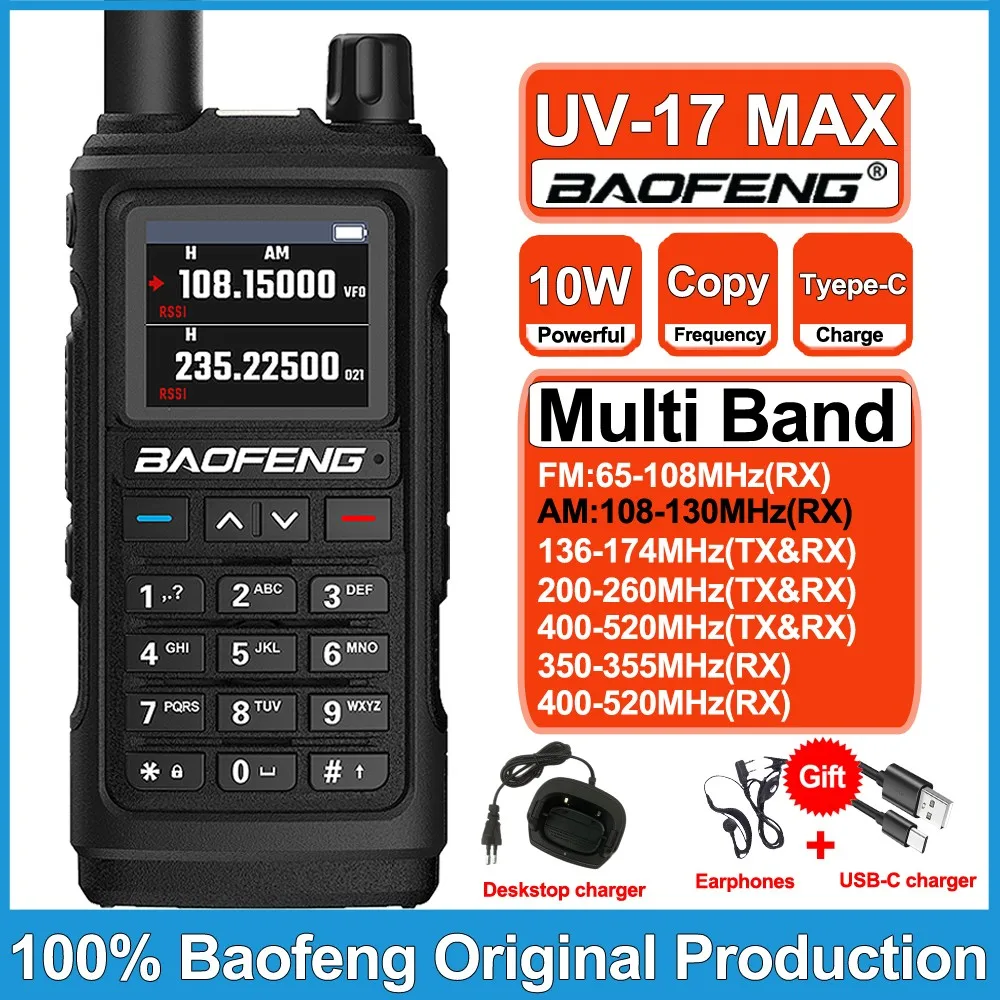 宝峰uv-17-max-v2無線機-長距離携帯型ハムラジオ-fmプロ仕様双方向無線機-ハンティング用6バンド-uv17-pro-uv17l
