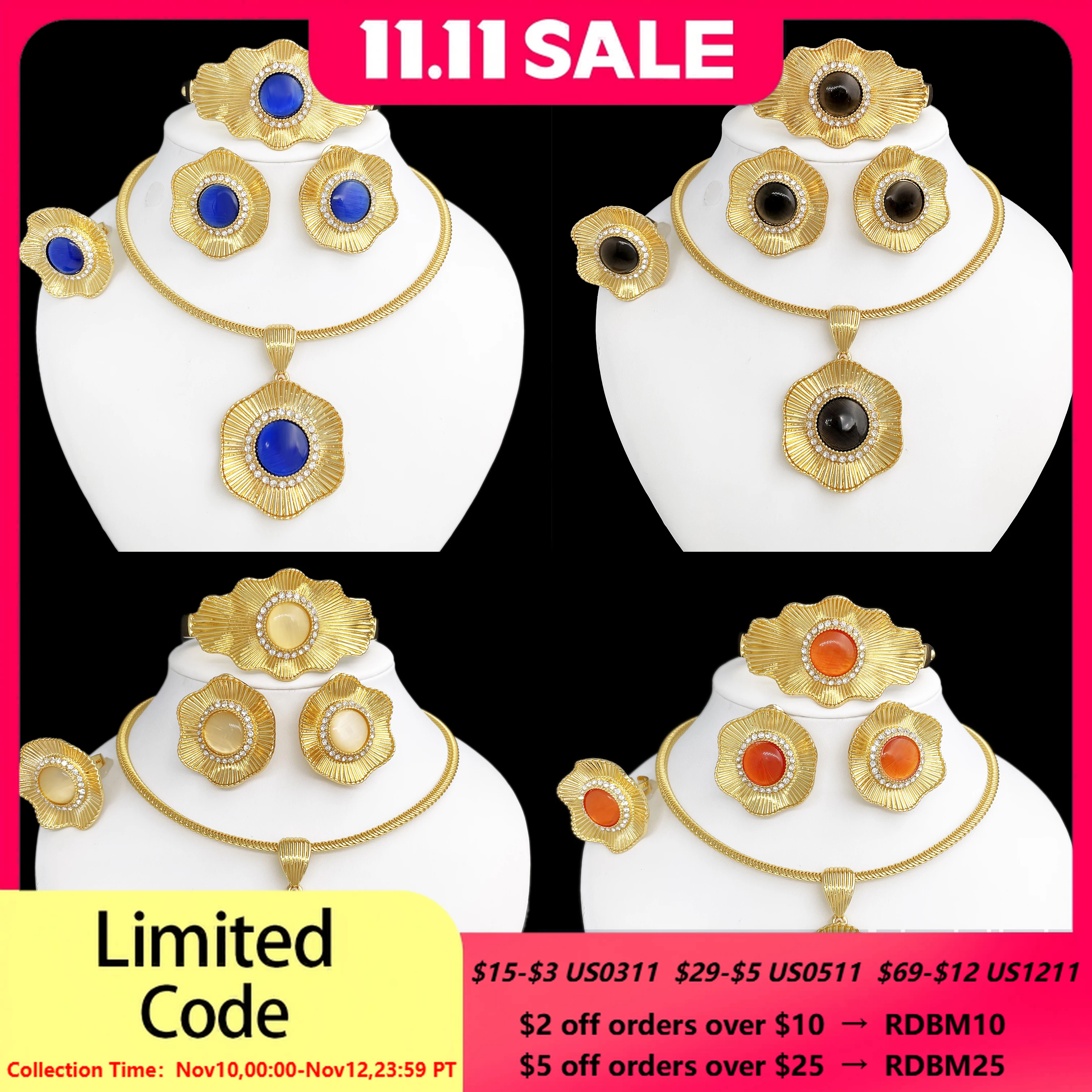 

Dubai Gold Color Jewelry Set Classic Design Women Necklace Earrings Bracelet And Ring Choker Set Wedding Party Nigeria Trending