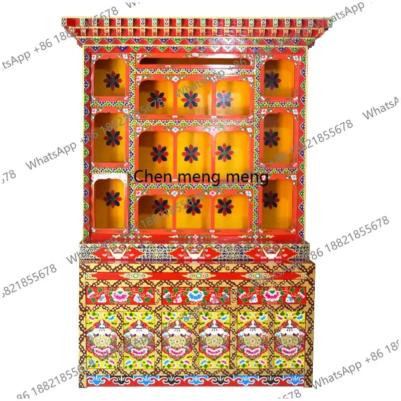 z183 Tibetan-style shrine Buddha  cabinet, the table can be customized to make solid wood hand-painted imitation retro old furni